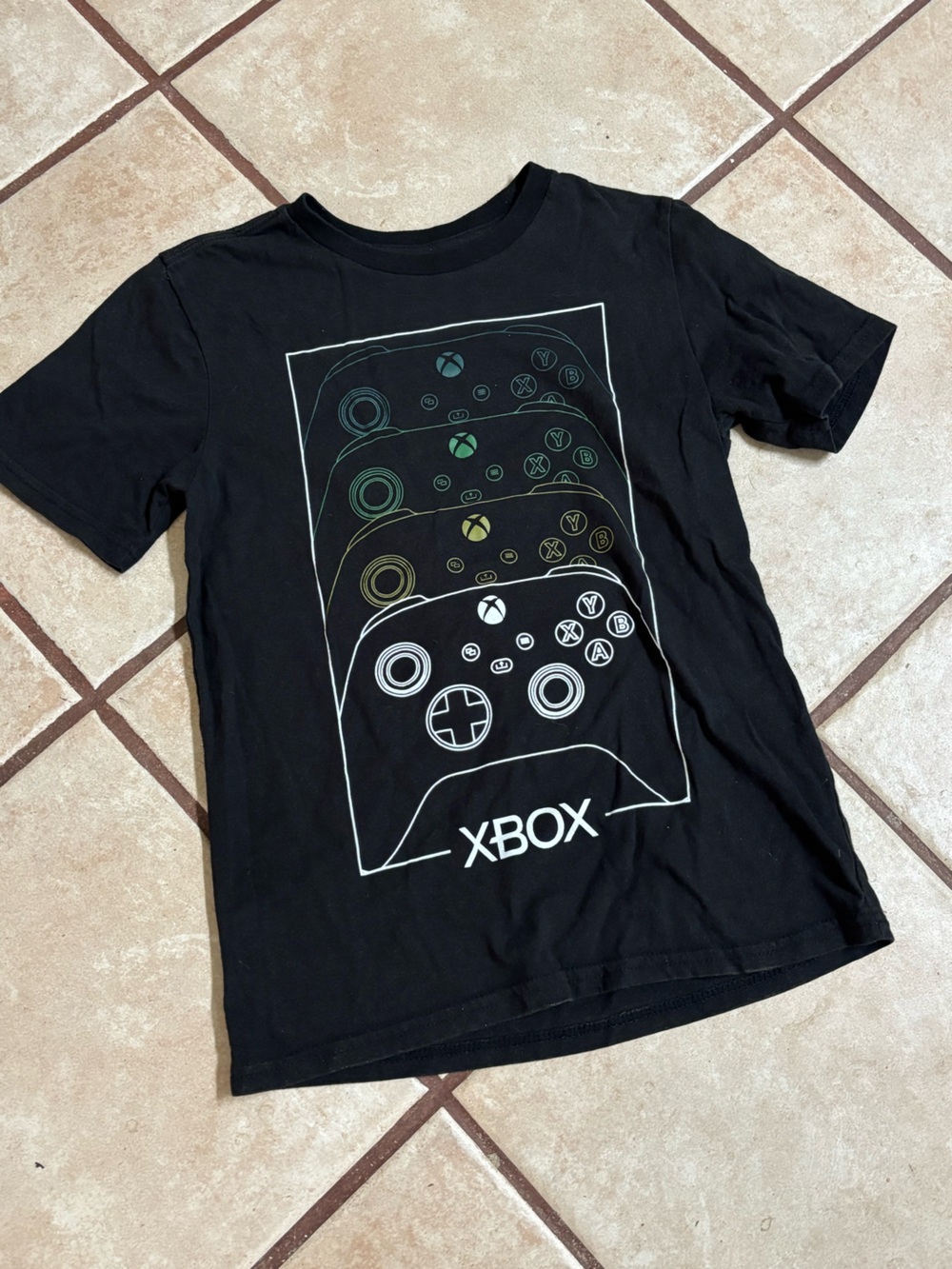 Boys Black Graphic XBOX Controller T-Shirt Size Large
